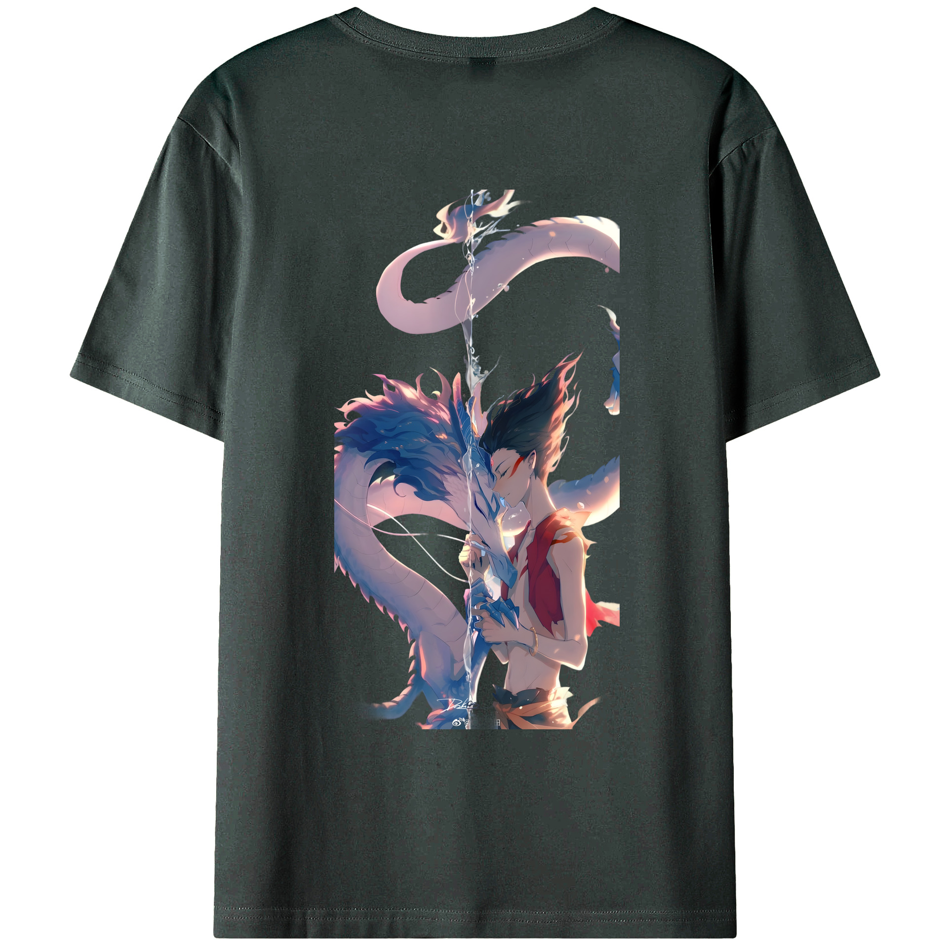（画像用） Ne Zha 2 ナタ 魔童の大暴れ 綿100％ メンズ半袖Tシャツ（バックプリント） 通気性
